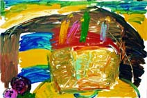 The Birthday cake reappears ... in front of a requium painting for Mike